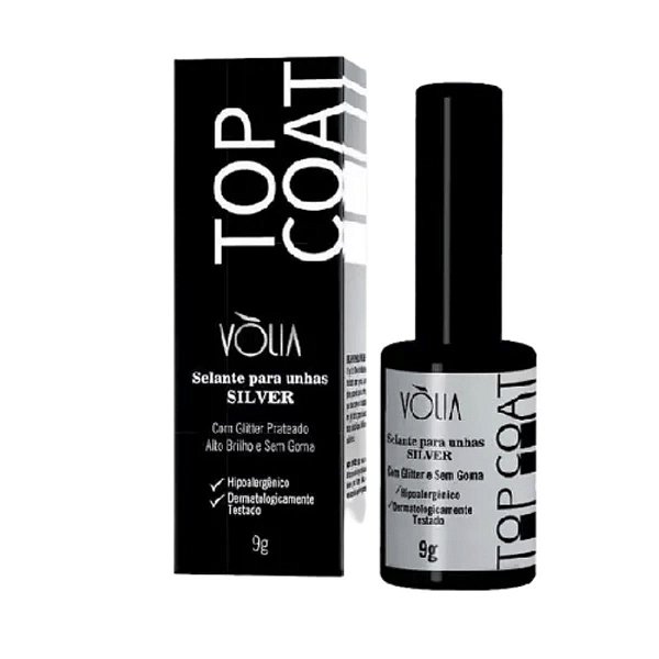 Top Coat Silver Glitter Selante Para Unhas Volia 9g