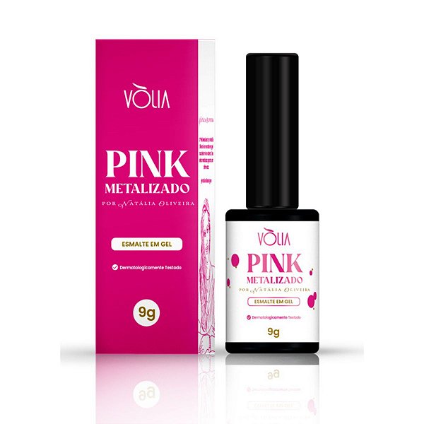 Esmalte em gel unhas fibra volia pink metalizado 9g