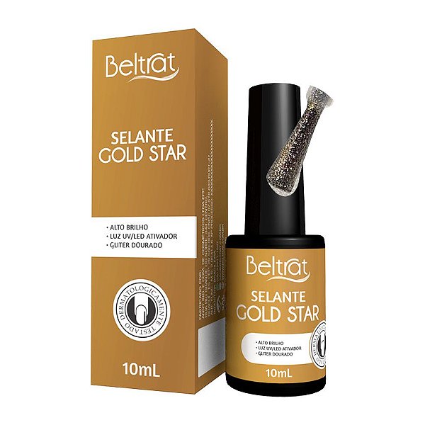Selante Gold Star 10Ml Glitter Dourado Beltrat Unhas Nails