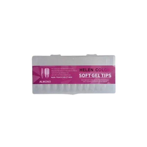 Unhas Postiças Soft Gel Almond Base Fosca  Helen Color 240Un