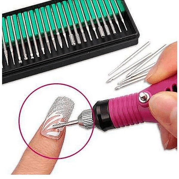 kit brocas para motor 30 unidades nails design fibra