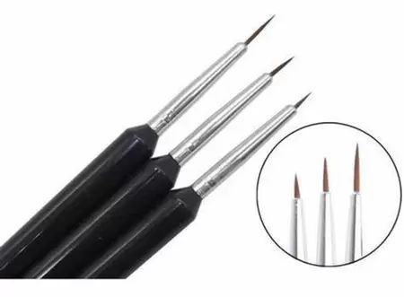 Kit  3 Pinceis Ponta Fina Alta Precisão Decoração Nails
