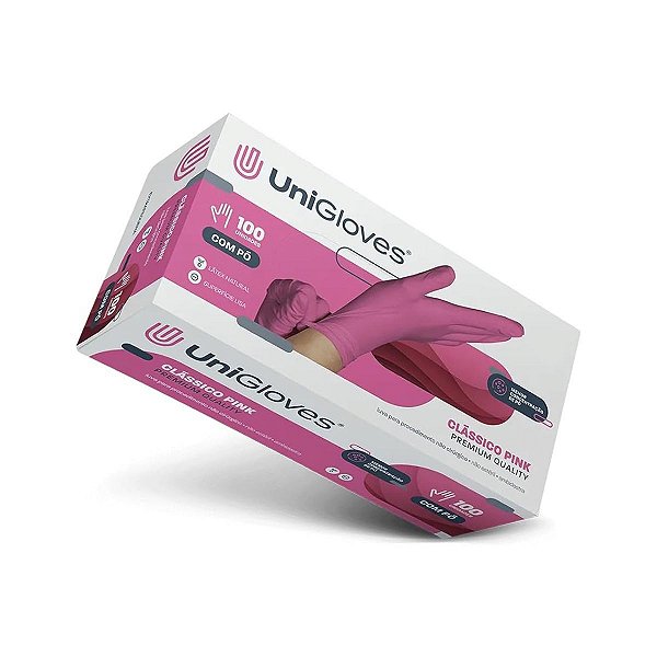 Luva Unigloves Procedimento Com Pó  Pink P - 100 Unidades