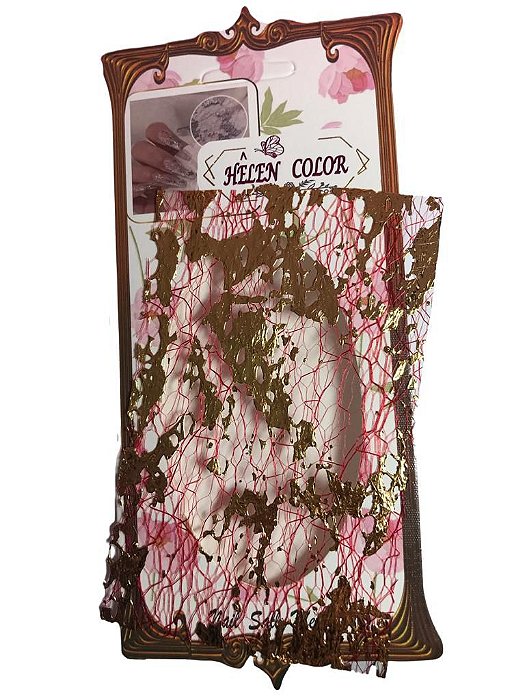decoração unhas teia unha folha de ouro cartela nail