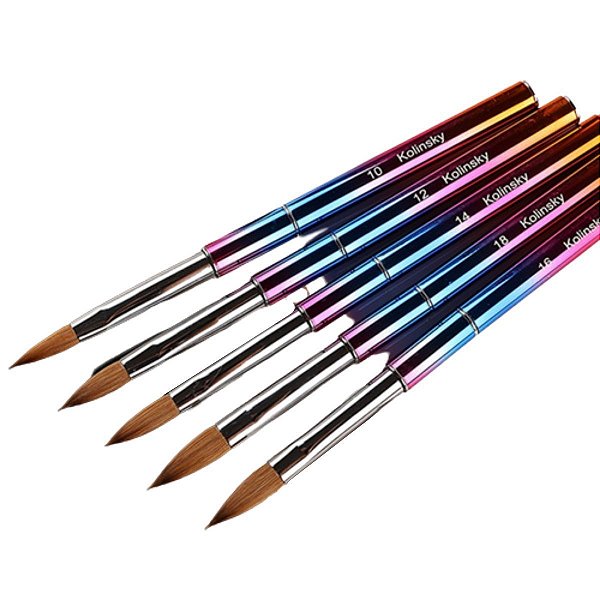 Pincel Arco Iris Metal Kolinsky Unhas de Acrílico Gratia