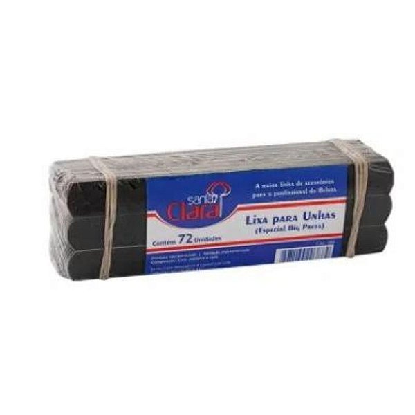Lixa Para Unhas Big Preta  Especial Santa Clara 72un