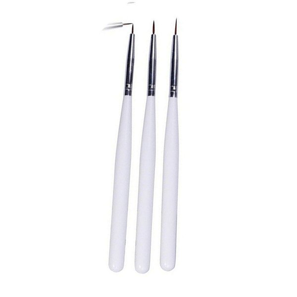 kit 3 pinceis ponta fina profissional nails designer