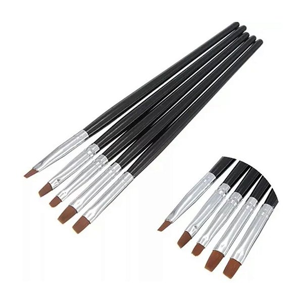 KIT 5 PINCÉIS CHATO PARA UNHA EM GEL
