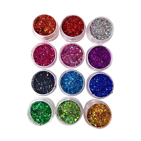 Glitter Flocados Coloridos Com 12 Unidades