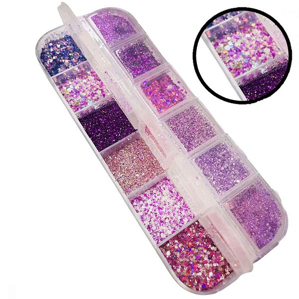 glitter 12 unidades mix roxo