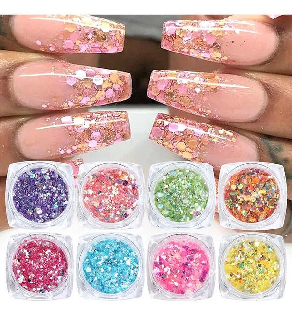 glitter helen color nail e maquiagem  unhas 6 cores
