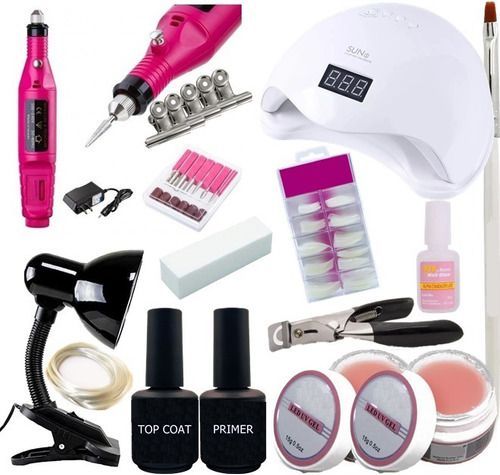 Kit Unha Fibra De Vidro Gel Acrigel Seda Cabine Lixa Alicateç
