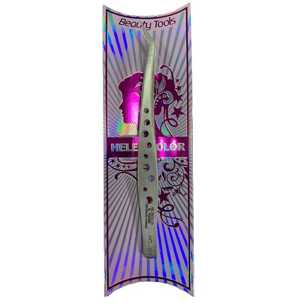 Pinça Para Cílios Helen Color Curvada Ponto Fina