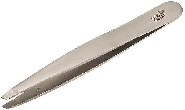 pinça profissional em aço inox escovado com ponta diagonal
