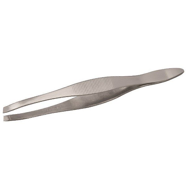 pinça em inox com ponta chanfrada cromada para sobrancelhas