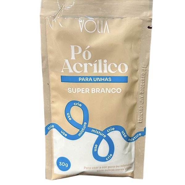 Sachê pó acrilico vólia 30g unhas alongamento super branco