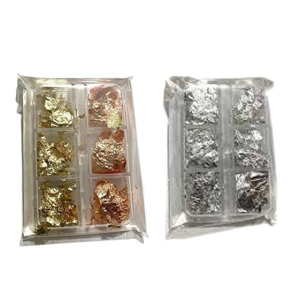 Kit 6 Folhas Ouro Unha Foil Encapsulamento