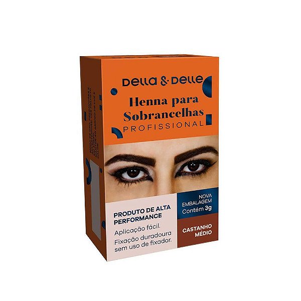 henna para sobrancelhas della e delle castanho médio 1,5gç