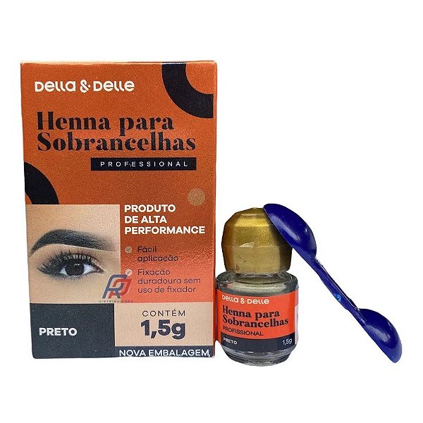 henna para sobrancelhas della e delle castanho escuro 1,5gç
