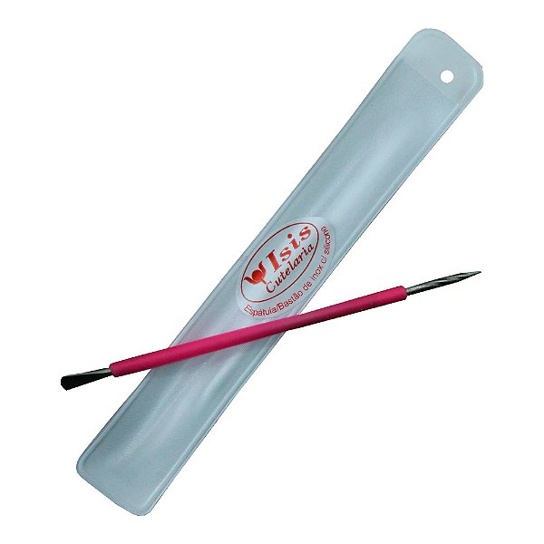 ESPÁTULA/BASTÃO DE INOX COM SILICONE ROSA ISIS CUTELARIA