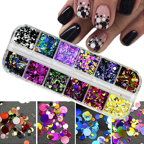 bolinhas decorativas lantejoulas para unhas nails