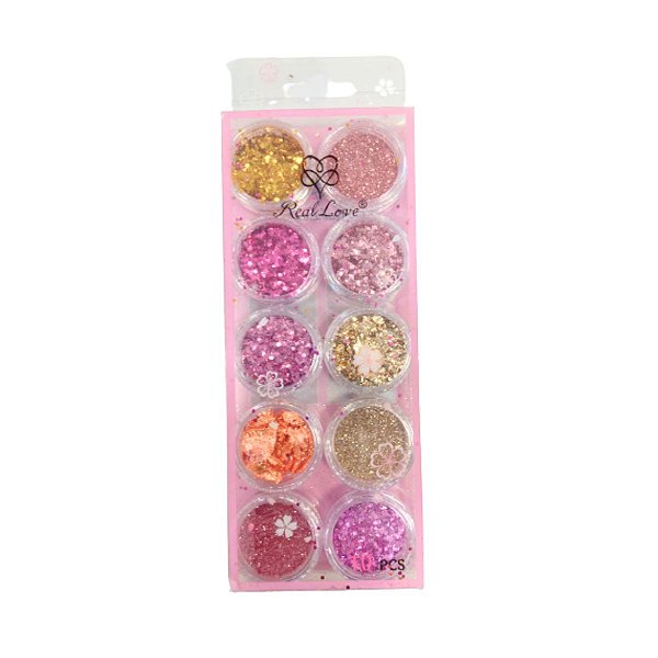 Kit 12 Glitter Folha de Ouro Madre Perolas Real Love Inverno
