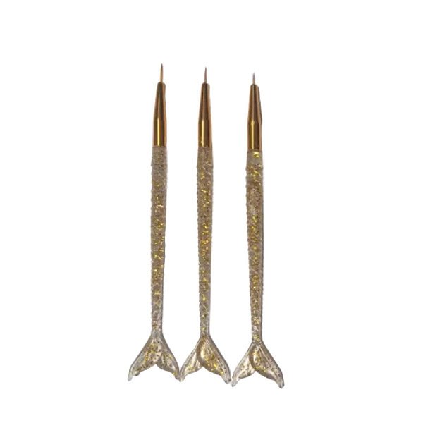 KIT DE 3 PINCÉIS SEREIA PONTA FINA PARA DECORAÇÃO DE UNHA