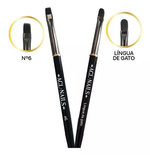 Kit Pincel Gel Unhas Agl Nails Lingua De Gato Alongamento