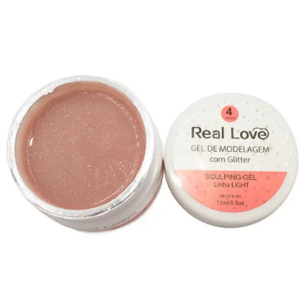 Gel Modelagem Unha real love Glitter 4 nude 15 ml