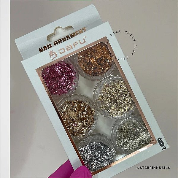Kit 6 Folhas Ouro Unha Foil Encapsulamento