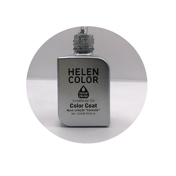 esmalte em gel helen color coleção conexão 12ml 15 prata com glitter