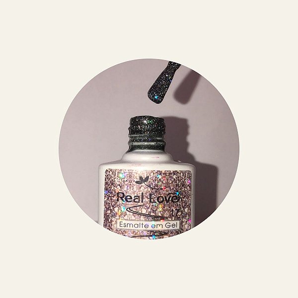 ESMALTE EM GEL COM GLITTER REAL LOVE REFLETIVO 017 PRATA