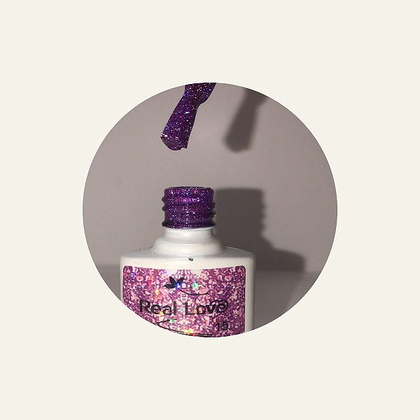 ESMALTE EM GEL COM GLITTER REAL LOVE REFLETIVO 015 ROXA