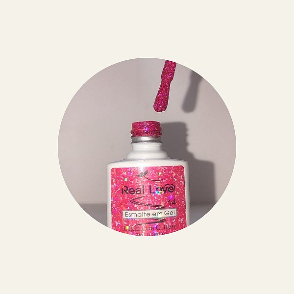 ESMALTE EM GEL COM GLITTER REAL LOVE REFLETIVO 014 ROSA