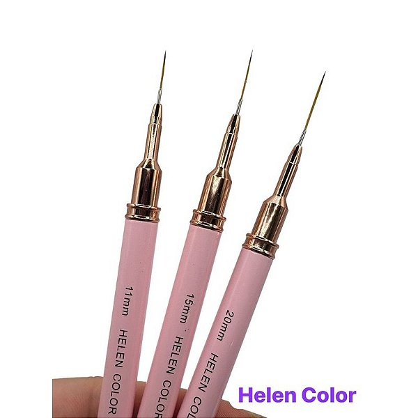 Pincel Fino para Decoração 11mm Helen Color Rosa com Tampa