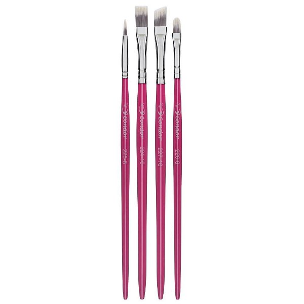 kit 4 pinceis Rosa helen color diversos profissional 2-4-6-8