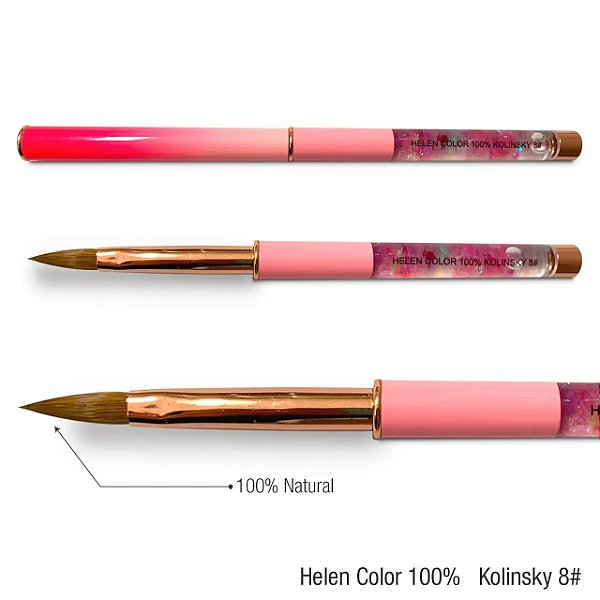 Pincel Acrílico nº4 Rosa Helen Color 100% Kolinsky