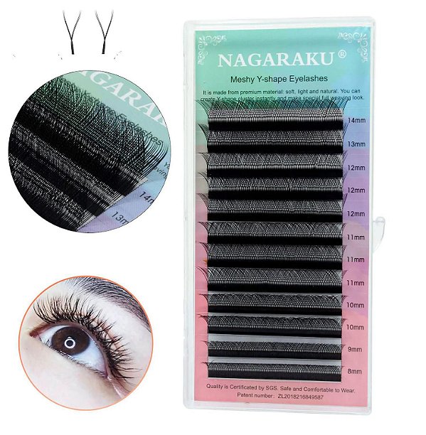 cilios nagaraku fio a fio em Y 12mm 0.007D SGS