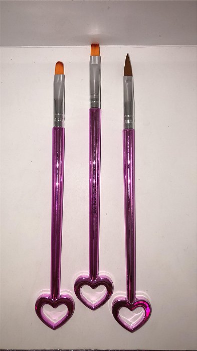 Kit 3 pinceis helen color decoração formato coração acrilico