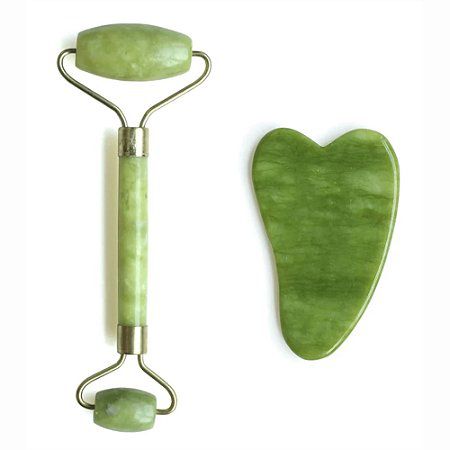 KIT ROLLER JADE E PLACA GUASHA MASSAGEADOR FACIAL