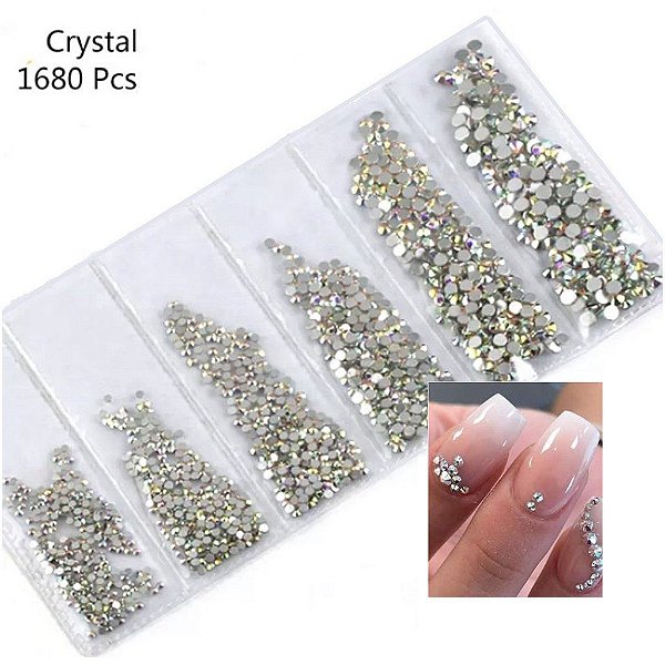 mix de pedrinhas strass decoração unha com 6 tipos