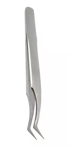 pinça de aço inox ponta curva para cilios fio a fio