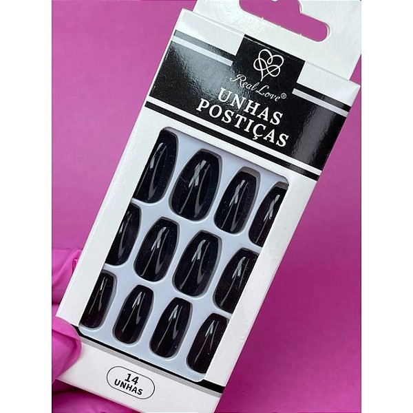 Unha Postiça Pintada Real Love Colorida 14 Unhas