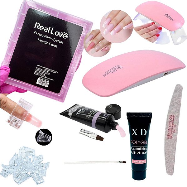 Kit Alongamento Unha em gel cessórios Iniciante Poly Gel