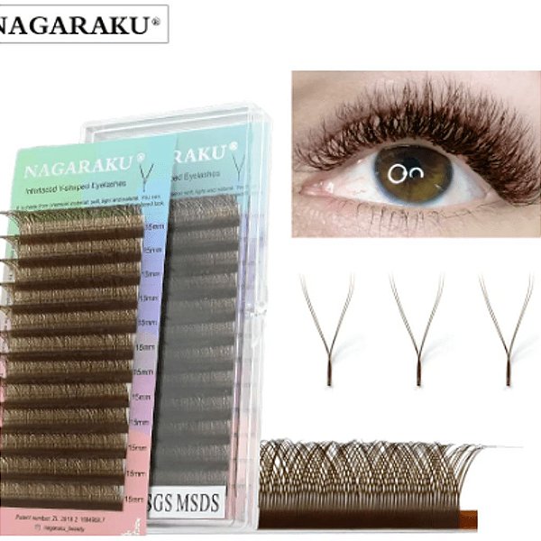 cilios nagaraku fio fio Y mix 0.007D SGS MSDS 8-12mm MARROM