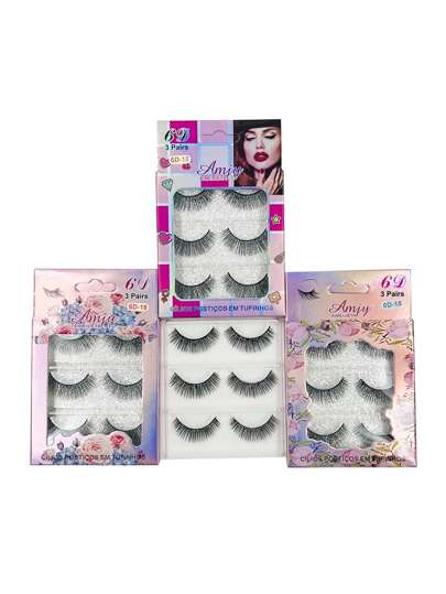 Kit 3 Pares Cilios Postiços 3D Mink Monica Arte TD30