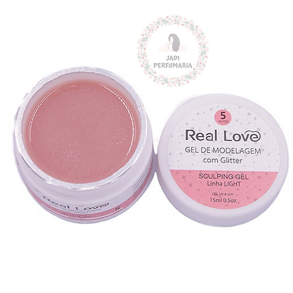 gel real love com glitter 5 nude 15ml unhas