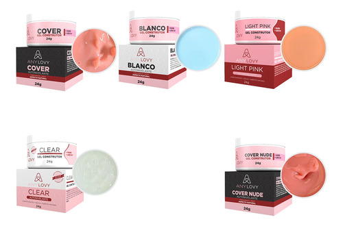Anylovy Gel Cover Nude Blanco Light Pink alongamento Unhas