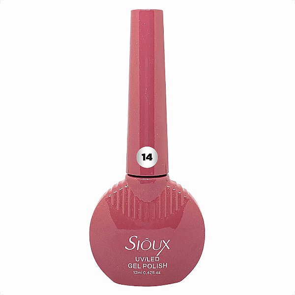 Esmalte em Gel Uv Led Gel Polish 12ml Sioux 14 rosa com glitter