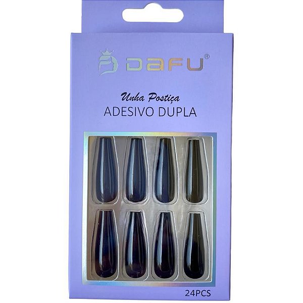 Unha Postiça Pintada Dafu Gel Nail 24 peças